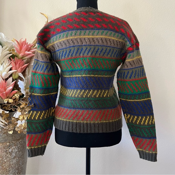 Esprit Vintage Eclectic Retro Crewneck 100% Wool Sweater - Picture 3 of 8